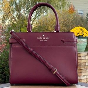 KATE SPADE Faux Leather Satchel Burgundy Bag